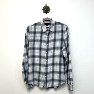 Vince Seaside Plaid Classic Fit Button-Up Shirt in Surf Mist Men’s Size Small